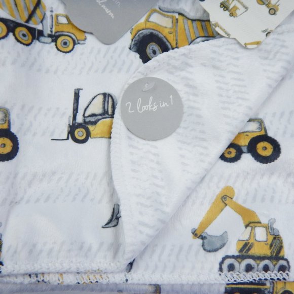 Construction Zone Dump Truck Baby Blanket Bulldozer Cement Tow Minky Lovey Soft - Picture 3 of 8